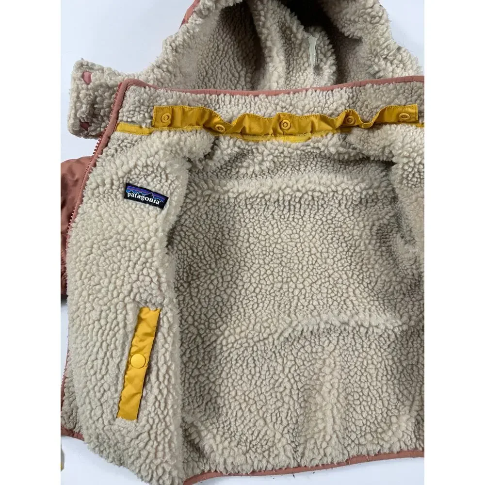 Patagonia Baby Reversible Tribbles Hoody Sherpa Fleece Jacket Pink size 3